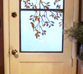 diy project stenciling on glass, crafts, doors, electrical, home decor, birds on a branch stenciled glass door