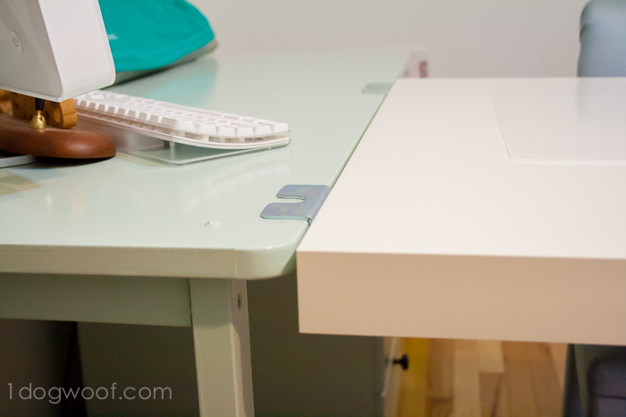 ikea hack craft desk makeover, painted furniture, The Expedit desk uses adjustable clamps to attach to another desk