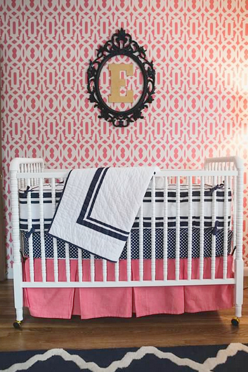stenciling a coral navy nursery, bedroom ideas, home decor, painting, wall decor