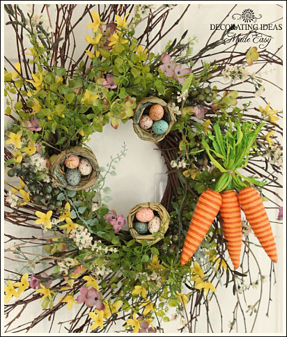 easter wreath, crafts, easter decorations, seasonal holiday decor, wreaths, I really like using a twig wreath They are delicate and airy
