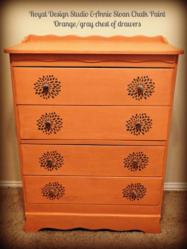diy stencil projects, Our Japanese Flower Garden stencil was used to embellish each drawer pull by the Lazy Wife blog So cute