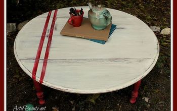 Grain Sack Inspired Coffee Painted Coffee Table Makeover #livingroom
