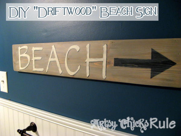 ready for summer i am or at least spring here s a tutorial for a beach sign to get, crafts, how to, Finished sign hung and pointing you the way to the beach
