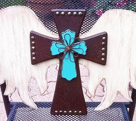 diy faux leather wood cross, crafts, Handcrafted faux leather cross