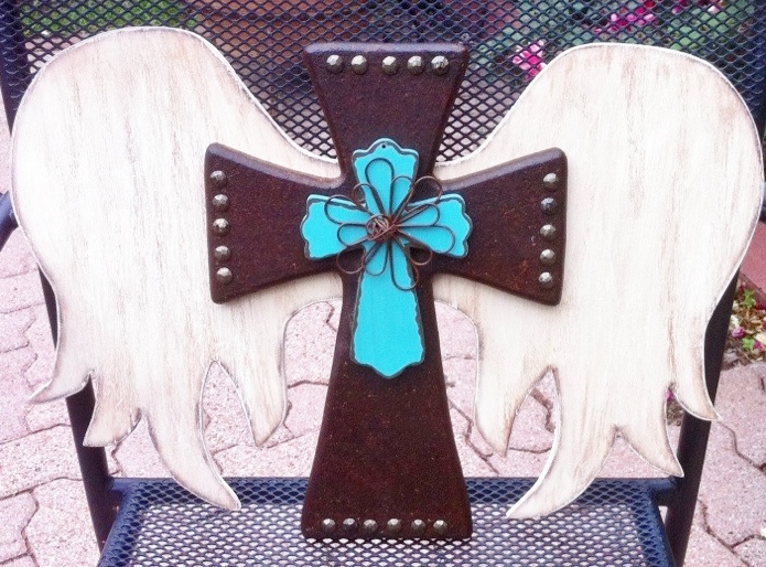 diy faux leather wood cross, crafts, Handcrafted faux leather cross