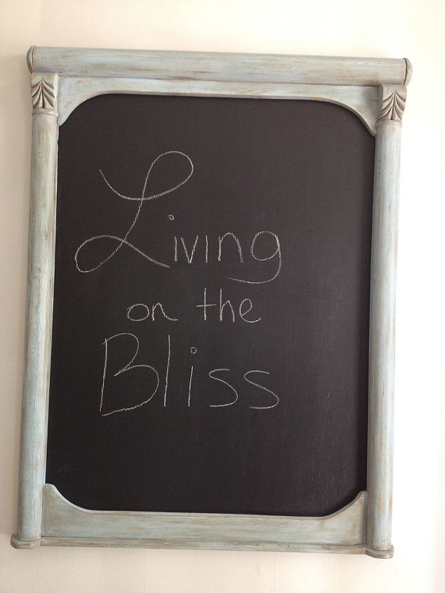 living on the bliss blog becomes a retail store, We made this chalk board from an old mirror frame