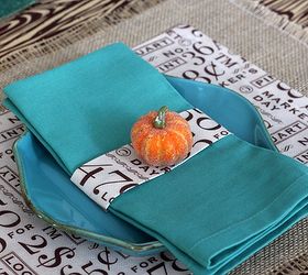 no sew fall burlap table setting, crafts, seasonal holiday decor, Orange and teal make great colors for fall