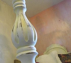 painting a four poster bed cream, bedroom ideas, painted furniture, painted cream and distressing it brought out the beautiful carving on this old gal