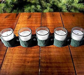 no sew button down votive holder, christmas decorations, crafts, repurposing upcycling, seasonal holiday decor, Slip the votives into the slots created by the buttons