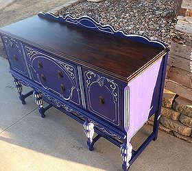 hand painted blue buffet, painted furniture