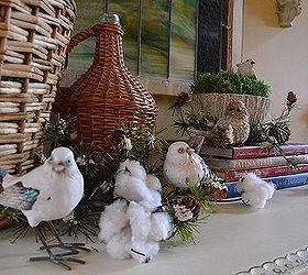 birds in the foyer, home decor, Love to use cotton as a substitute for snow balls