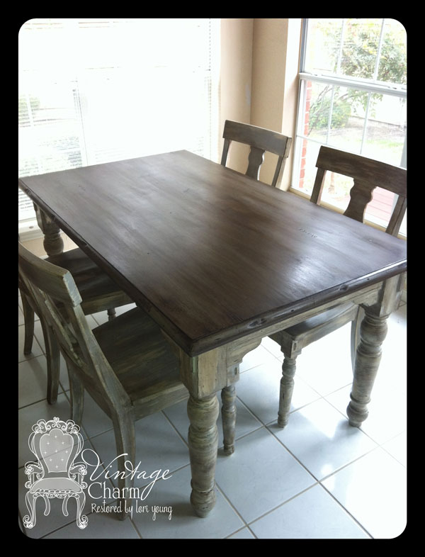 staining on top of chalk paint to create that wooden look, chalk paint, painted furniture, ASCP Chateau Grey and Dark Walnut Stain Dark Wax