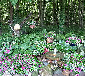 lighted gazing ball, This is where my Fairyball piece sits in one of my shade gardens Its on the left of this photo