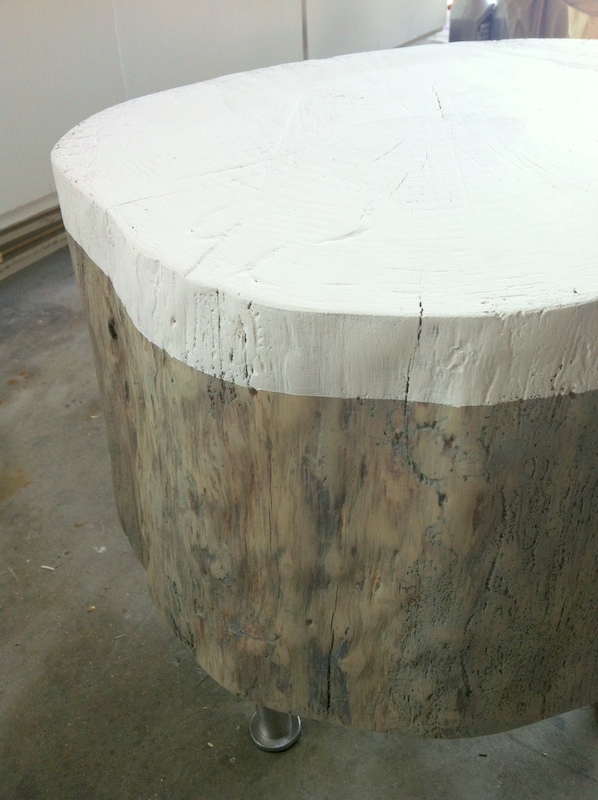 diy tree stump table, diy, painted furniture, After