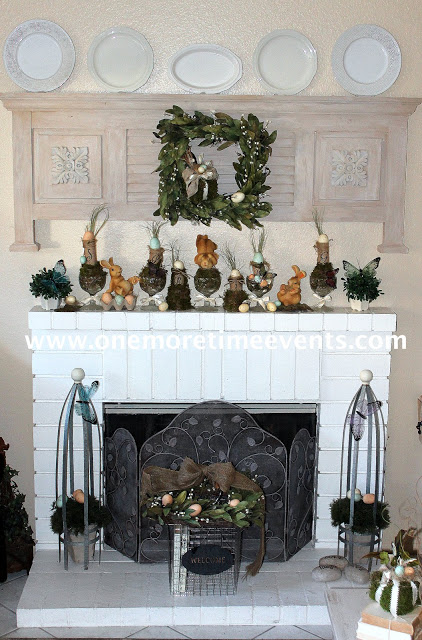 decorating the fireplace hearth and mantle for easter, fireplaces mantels, home decor, living room ideas, Easter Decorations for Mantle and Hearth