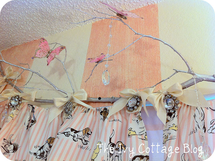 diy tree branch curtain rod, home decor, Love the fun shadows that the branch casts in the room