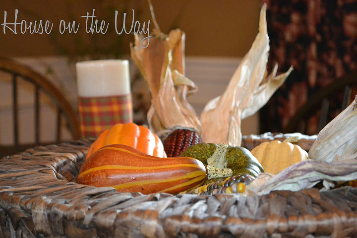 fall in love with your fall tabletops, seasonal holiday decor, I love this basket full of fall goodies