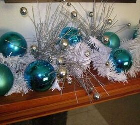 my blue and silver christmas 2012, seasonal holiday d cor, Just a bit of Christmas whimsey on the mantle