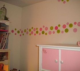craft room, craft rooms, Removable wall decals area great way to add some pizazz I purchased several sets of these dots and lettering from the Dollar Tree