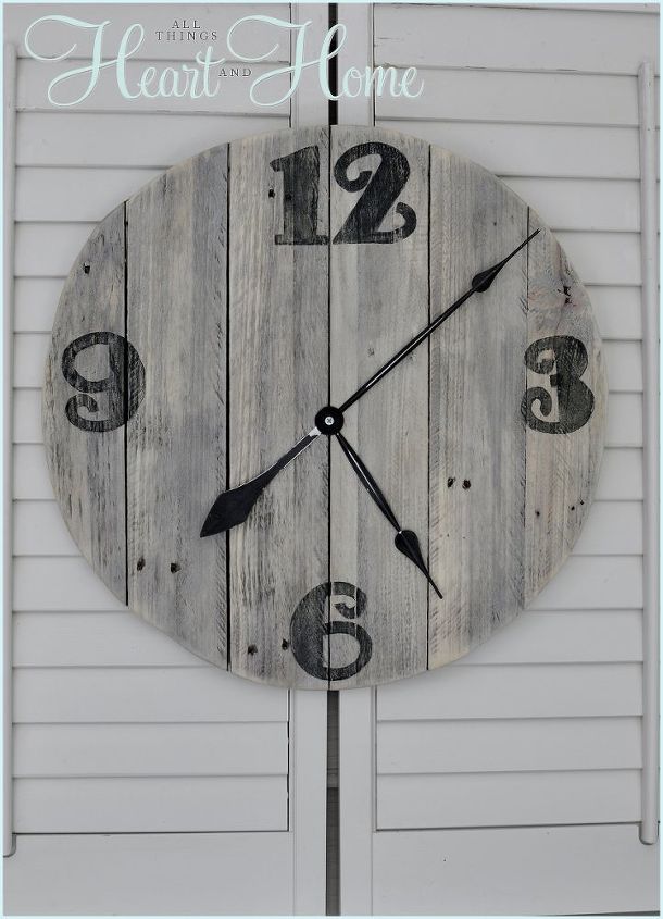 easy diy pallet clock, crafts, home decor, outdoor living, pallet, repurposing upcycling, Add a clock mechanism and your done I was so proud of this since it s my very first time using the jigsaw xo