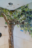 sk s tree of life shower, bathroom ideas, home decor, tiling, wall decor, All these tiles were attached in place with waterproof silicone for durability