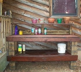 diy potting tables and benches, diy, gardening, outdoor furniture, outdoor living, painted furniture, pallet, rustic furniture, Another from scrap wood