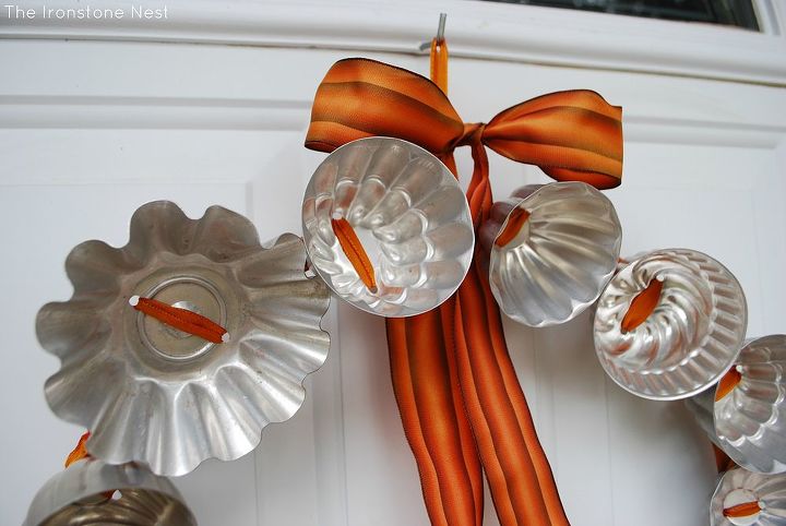 vintage jello molds, crafts, seasonal holiday decor, wreaths, Fall 2012 Vintage Tin Wreath at The Ironstone Nest