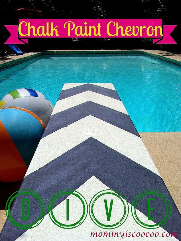 chalk paint chevron stripe diving board w video, chalk paint, crafts, painting, Cannonball