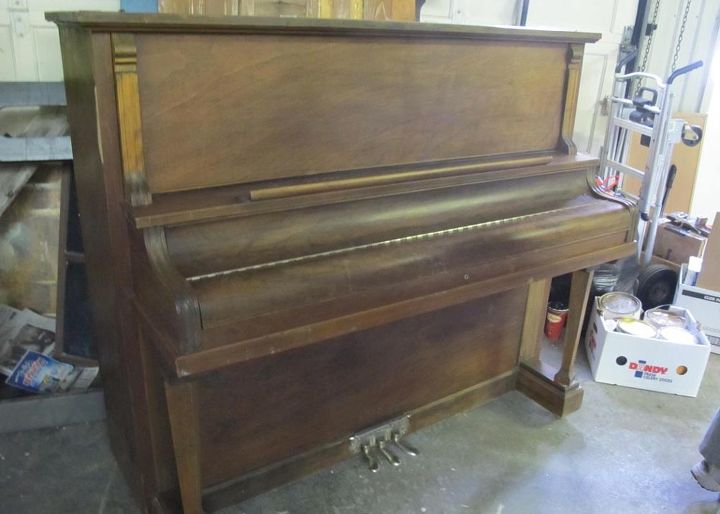 repurposed piano with many options for functionality, The before shot Sure it looks good but no no it sure wasn t in any state to restore Visit us at for more repurposing fun