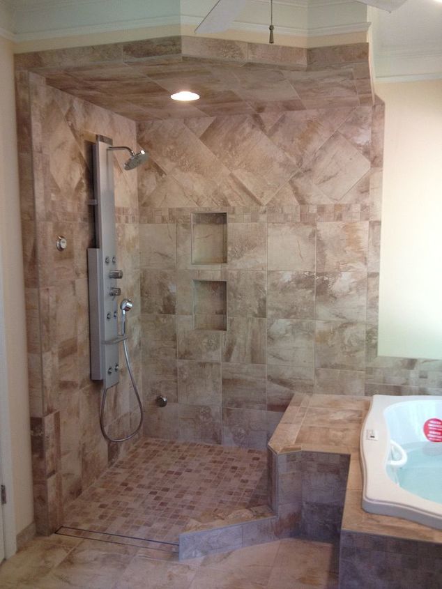 curbless shower entry with a steam unit glass not in yet, bathroom ideas, home decor