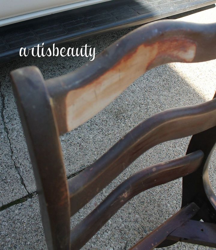 fairy tale rescued table and chairs makeover, painted furniture, woodworking projects, once the chairs were rebuilt I had to BELT SAND a name that had been carved into one of the chairs This is why I called the chairs the wicked step sisters