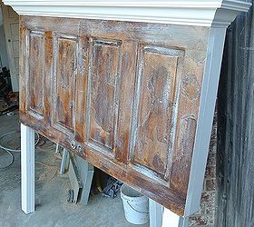 custom finish applied to this vintage door queen headboard, bedroom ideas, doors, painted furniture, repurposing upcycling