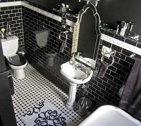our black white amp classic master bathroom, bathroom ideas, diy, home decor, home improvement, how to, A more aerial view to try and convey the layout Despite being small it still packs quite a punch