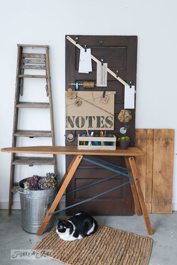 get organized with a new message centre with old style charm, chalkboard paint, crafts, home decor, mason jars, repurposing upcycling, A days of the week yard stick was added to help deal with paperwork taken care of on time Visit the blog post below for a few other details