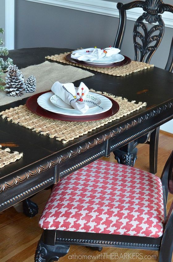 christmas home tour, christmas decorations, dining room ideas, seasonal holiday decor, Natural woven place mats look great with the red