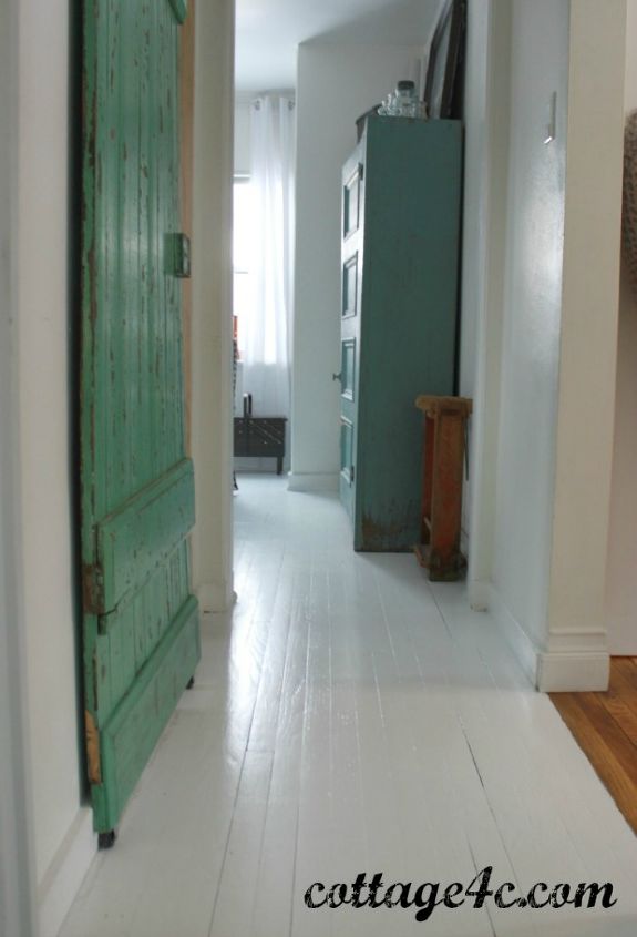 painted white wood floors, flooring, painting