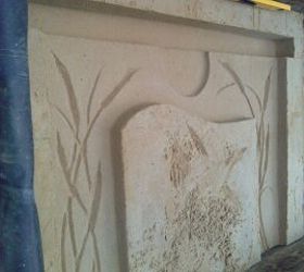 a concrete fireplace mantel i created by sand casting, concrete masonry, fireplaces mantels, home decor, living room ideas, My sand mold for Concrete Mantel
