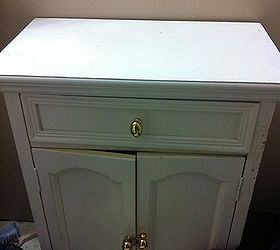 q need advice for this plain white cabinet, painted furniture, Another view of the cabinet top and partial front
