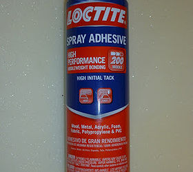 use paintable wallpaper to cover ruined furniture tops, painted furniture, Get a good adhesive I used Loctite high performance spray adhesive