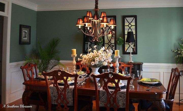 last tablescape before fall, home decor, New mirrors added to dinning room