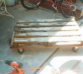 pallet fence board coffee table, diy, painted furniture, pallet, repurposing upcycling, Added wheels