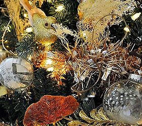 great room rustic christmas, christmas decorations, fireplaces mantels, living room ideas, seasonal holiday decor, Simple glass ornaments filled with shredded paper and feathers