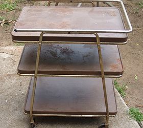 1950 s metal rolling bbq set or birdbath and hostess tray, outdoor living, repurposing upcycling, This was 1 at a yard sale and the lady thought she was dumping something on me