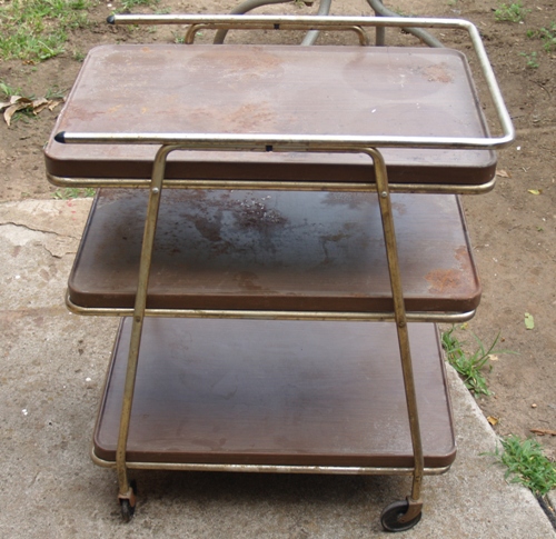 1950 s metal rolling bbq set or birdbath and hostess tray, outdoor living, repurposing upcycling, This was 1 at a yard sale and the lady thought she was dumping something on me