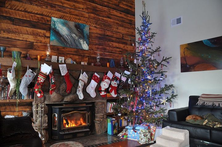 the calm before the storm, seasonal holiday d cor, Our 10 foot tree and 11 stockings hung by the fire with care