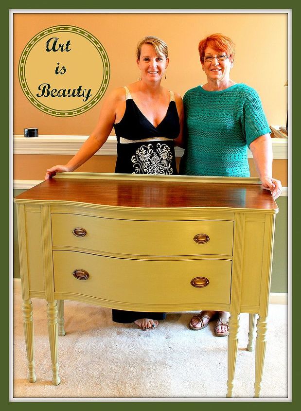 come on over and see the reveal of my sister buffet makeover diy furniturerevival, the finished project Me and my sister