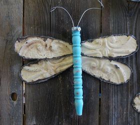 dragonflies made using re purposed materials, home decor, repurposing upcycling, Antique ceiling tile dragonfly