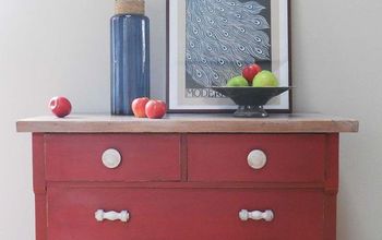Red and White Washed Dresser