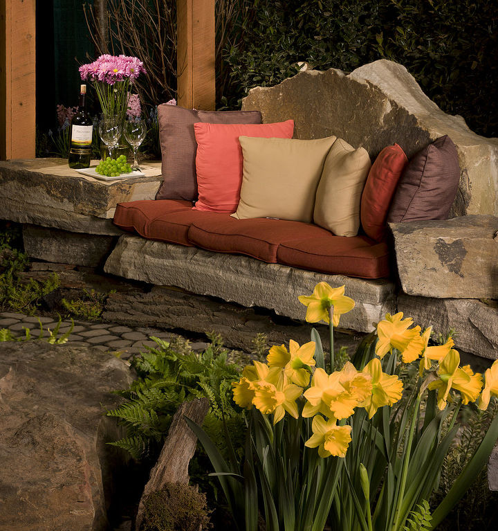 stone sofas and unique outdoor spaces in baltimore md, outdoor living, Stone sofa we crafted from Western PA Sandstone