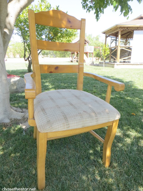 turn an ordinary dining chair into a desk chair with casters, painted furniture, Before 1990 s era dining room chair A curbside pick up perfect to repurpose into a desk chair